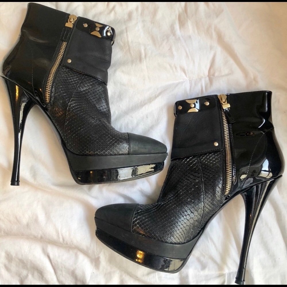 Versace patent and pythons boots